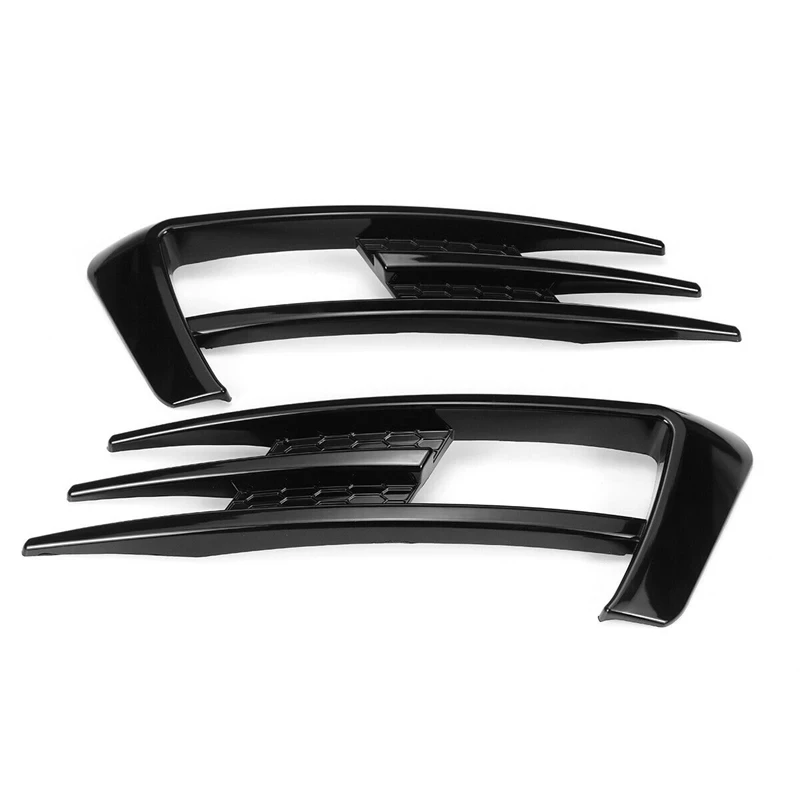 

For Golf 7 MK7 2013-2017 Gloss Black Car Bumper Fog Light Grille Cover Trim