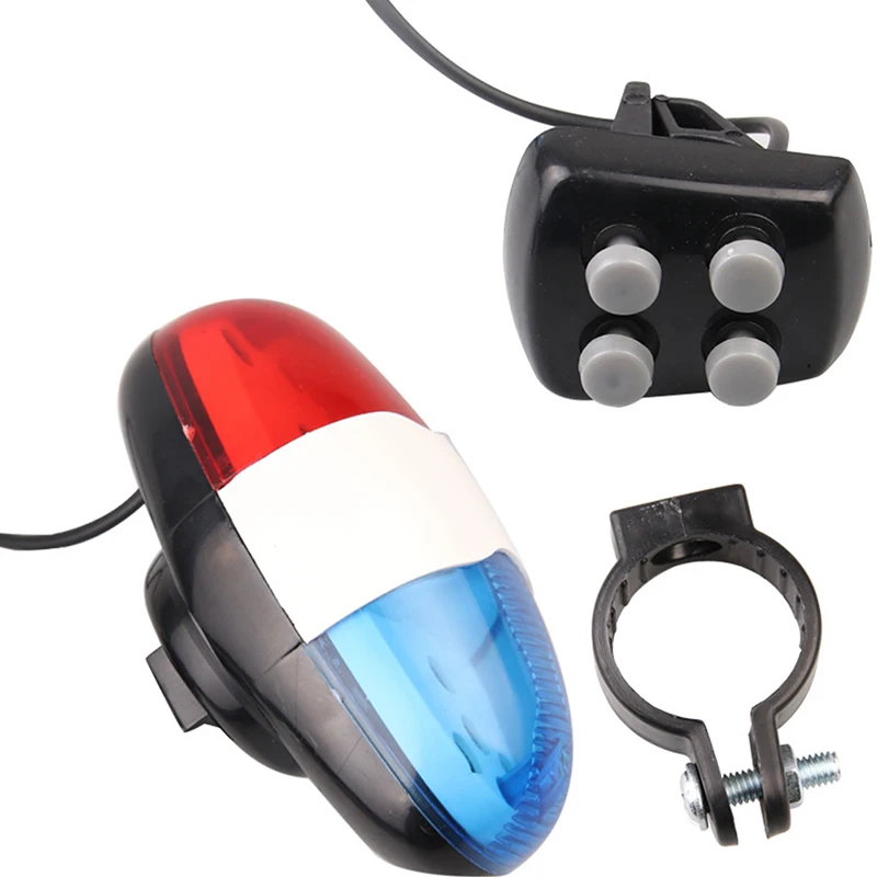 

6 LED 4 Tone Sounds Bicycles Bell Police Car Light Electronic Horn Siren for Kid Children Bike Scooter Cycling Lamp Accessories