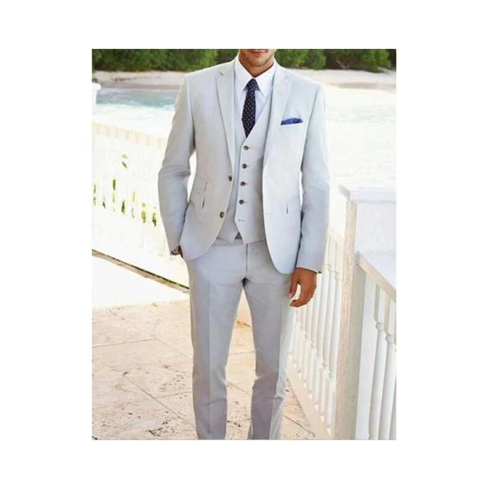 Fashion  Groom Tuxedos Single-Breasted Groomsmen Wedding Excellent Men Formal Blazer Prom 3 Pcs (Jacket Suit）