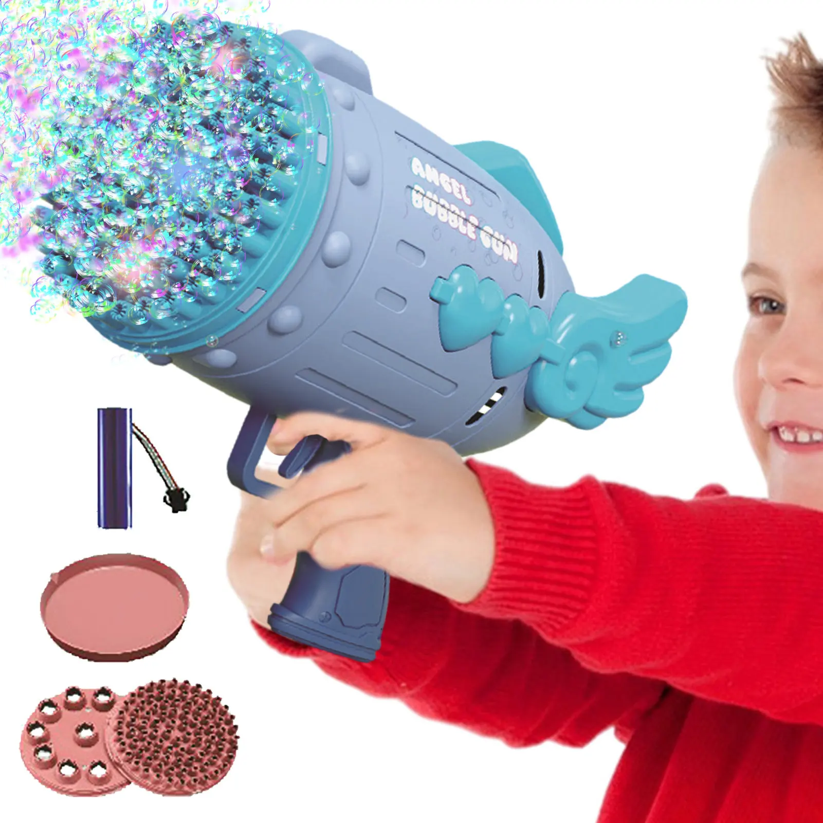 

91 Hole Bubble Machine Toys Rechargeable Rocket Launcher Bubble Machine With Colorful Lights Rechargeable Bubble Machine Toys Bo