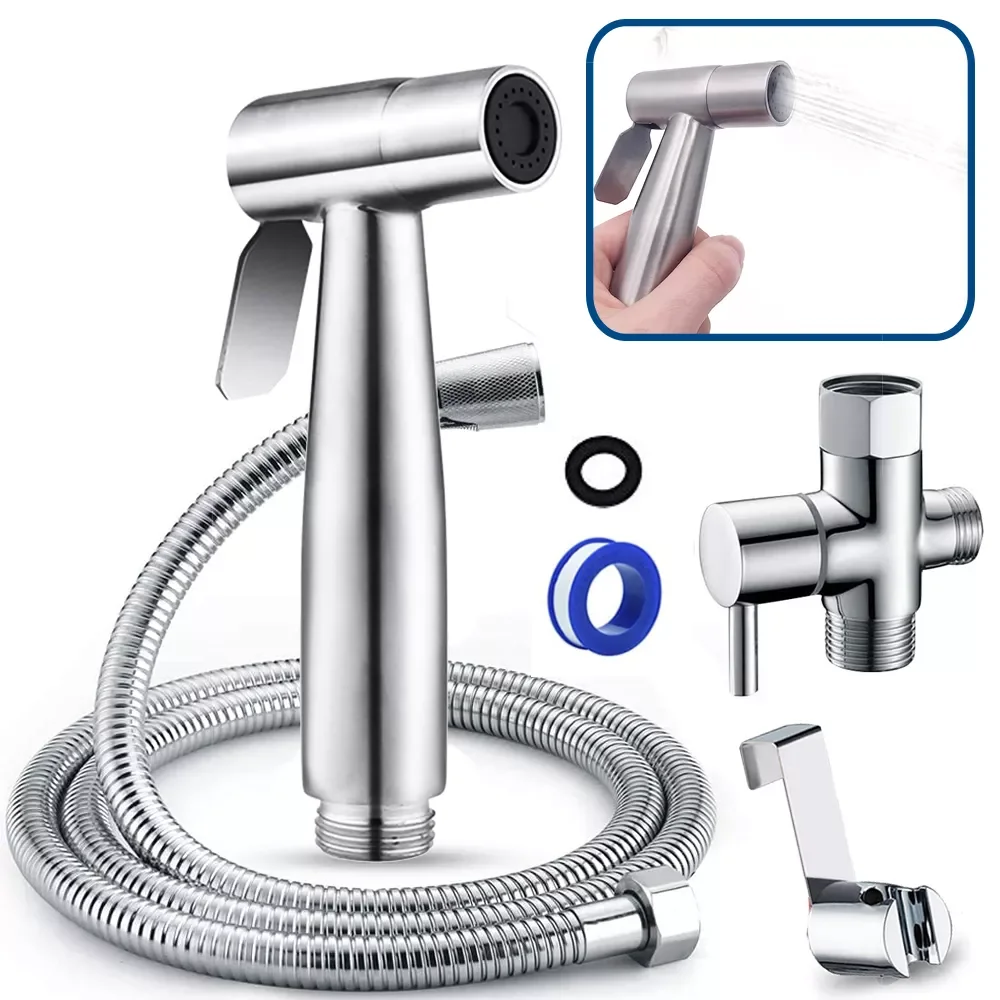 

Handheld bidet sprayer set for toilet Stainless Steel Hand Bidet faucet for Bathroom hand sprayer shower head self cleaning