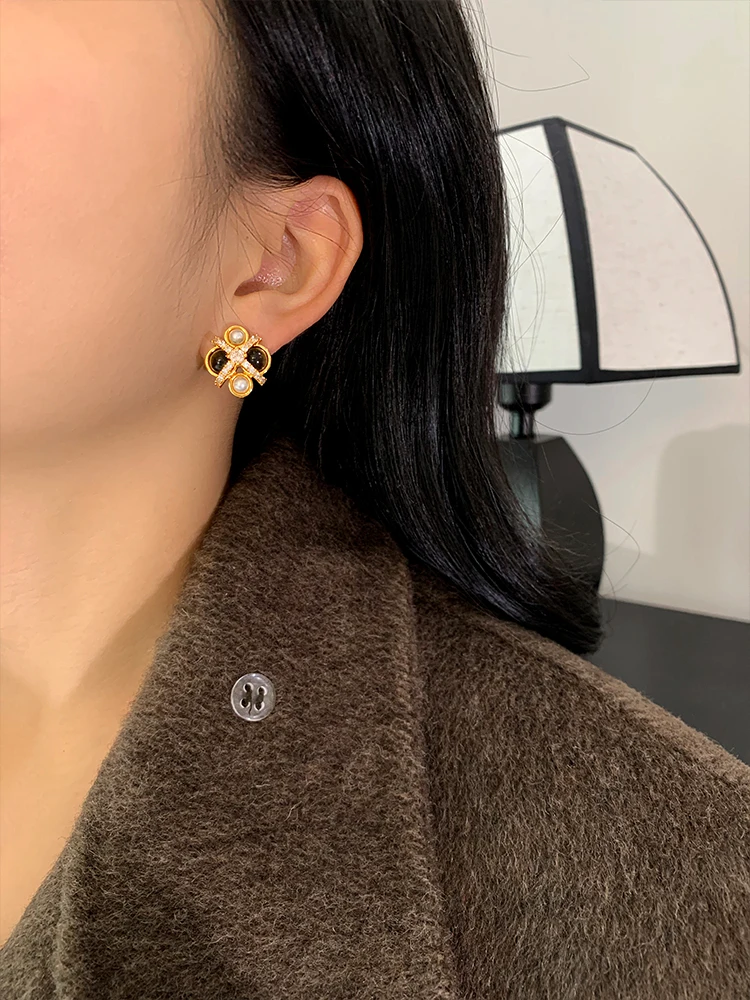 Серьги-гвоздики Maillard с камнем Тигровый глаз женские серьги-гвоздики из