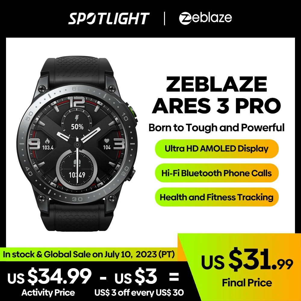 [Новинка 2023] Смарт-часы Zeblaze Ares 3 Pro Ultra HD AMOLED дисплей голосовые вызовы 100 + спортивные режимы 24H монитор здоровья умные часы - купить по выгодной цене - Топ-200 товаров с Али