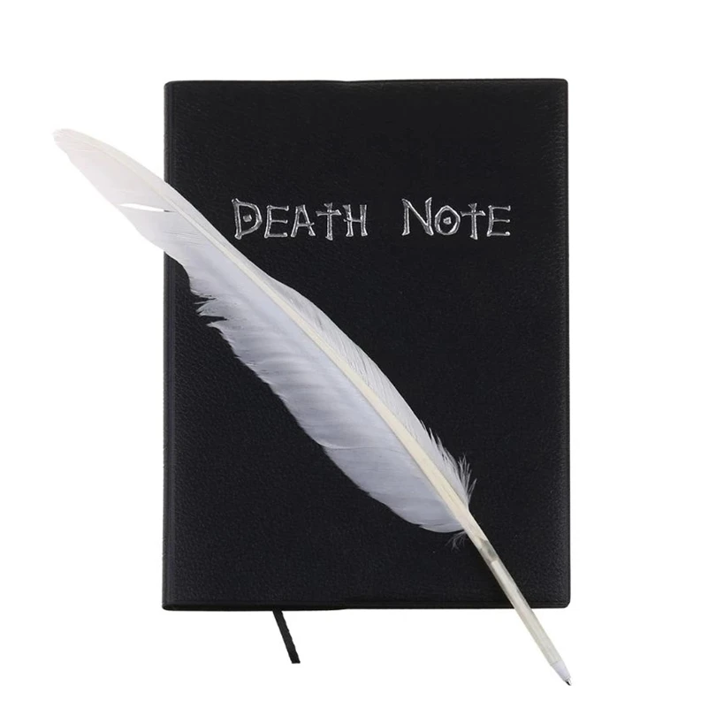 

Anime Death Note Notebook Set Leather Journal and Necklace Feather Pen Animation Art Writing Journal Death Note Notepad