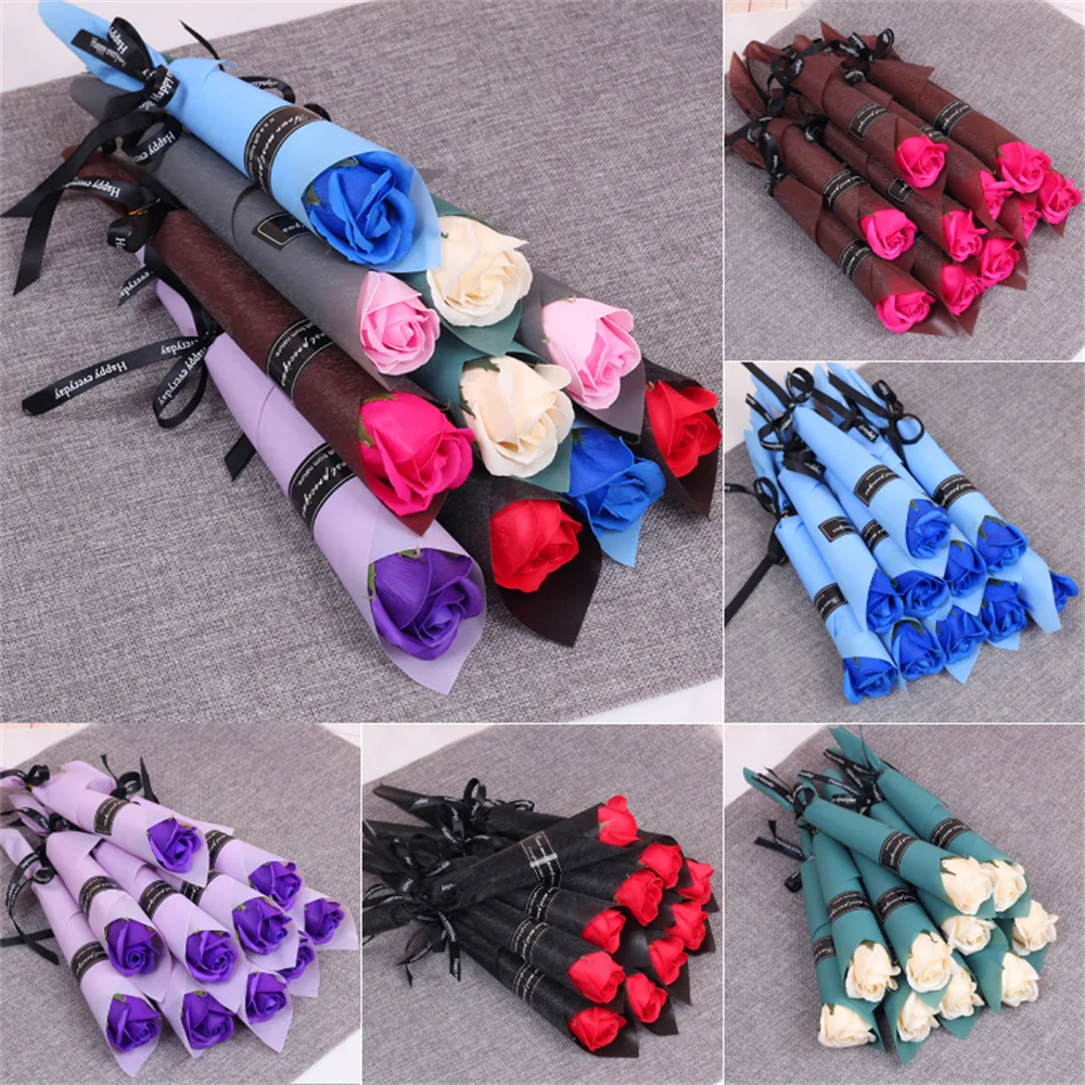 

Party Favors Artificial Flowers Scented Bridesmaids Gift For Girlfriend Boyfriend Valentines Day Gift Fake Rose Floral 1/10pcs