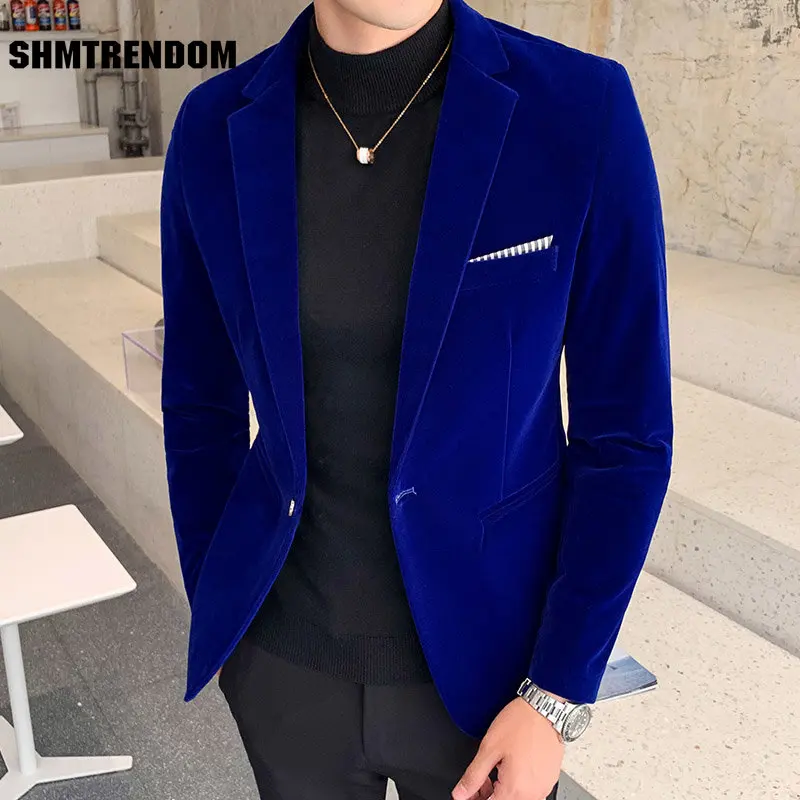 

2023 Brand Clothing Men Golden Velvet Suit/Male Slim High Quality Business Blazers/Groom's Wedding Dress Men's Jacket S-5XL
