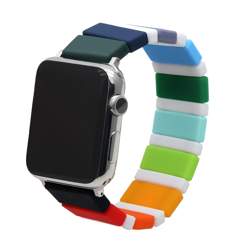 

Ремешок силиконовый для iWatch 38 40 42 44 41 45, эластичный модный браслет для Apple Watch 7 6
