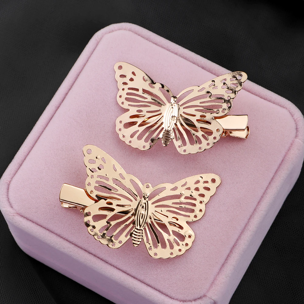 

Women's Golden Hair Jewelry Headwear Metal Hairpins Butterfly Hair Clips Bridal Headpiece Girls Headdress