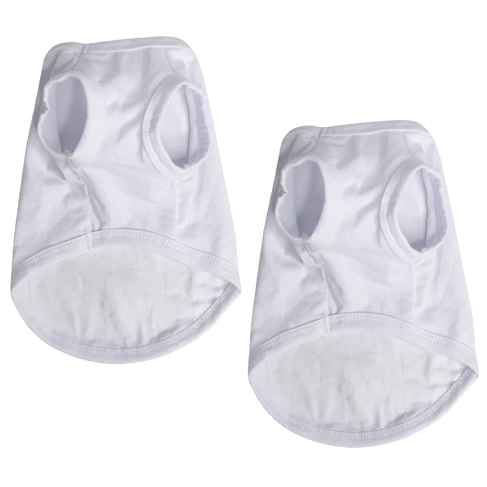 

2 Pcs Customized Dog Vest White Tank Tops Shirts Dog Puppy Vest White Vest Material Customized Dog Shirts