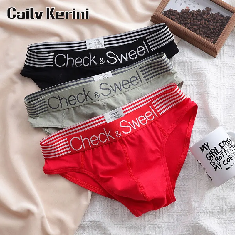 

Cailv Kerini 3Pcs/Lot Men Panties Summer Mens Briefs Underwear Male M-3XL Size Briefs Bikini Pant Comfortable Slip U Underpants