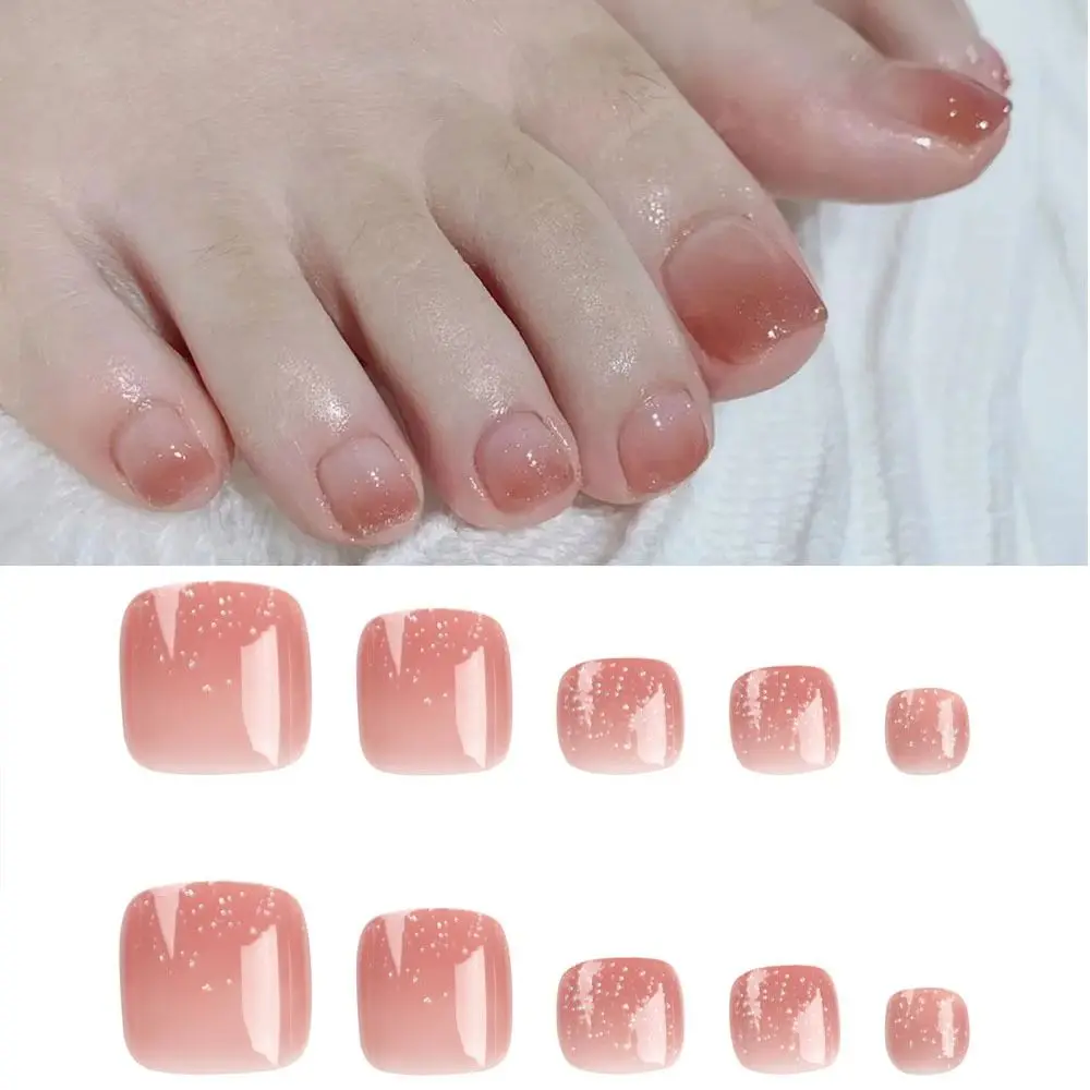 

Накладные ногти для французского маникюра, Простые Короткие квадратные ногти с полным покрытием, розовые градиентные ногти для женщин и девушек
