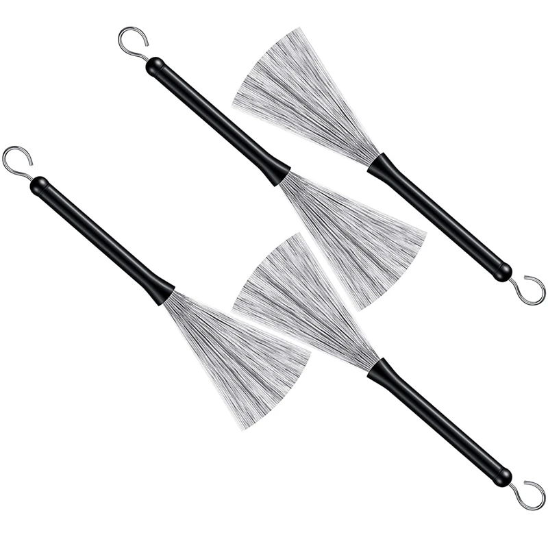 

2 Pairs Drum Brushes Brushes Percussion Retractable Drum Wire Sticks Brushes With Comfortable Handle Drum Accessories