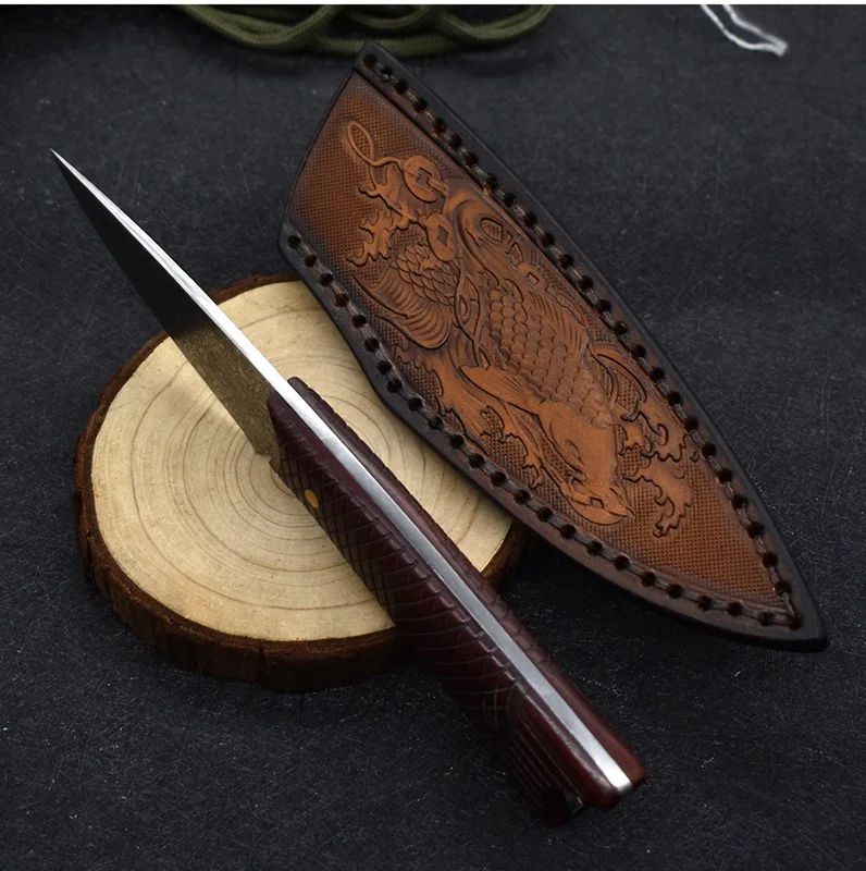 3-дюймовый охотничий нож с кобурой 67 слоев дамасское лезвие VG10 стальное очистка
