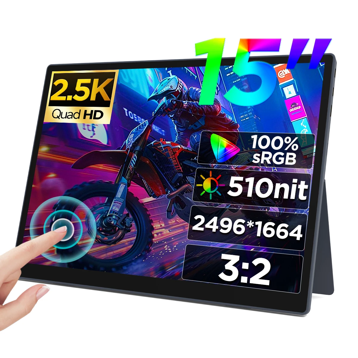 Hailesi 15-дюймовый 2 5K HD сенсорный портативный экран для ноутбука планшета