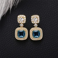 caoshi temperament ladys drop earrings with bright blue zirconia delicate design accessories for party luxury party jewelry