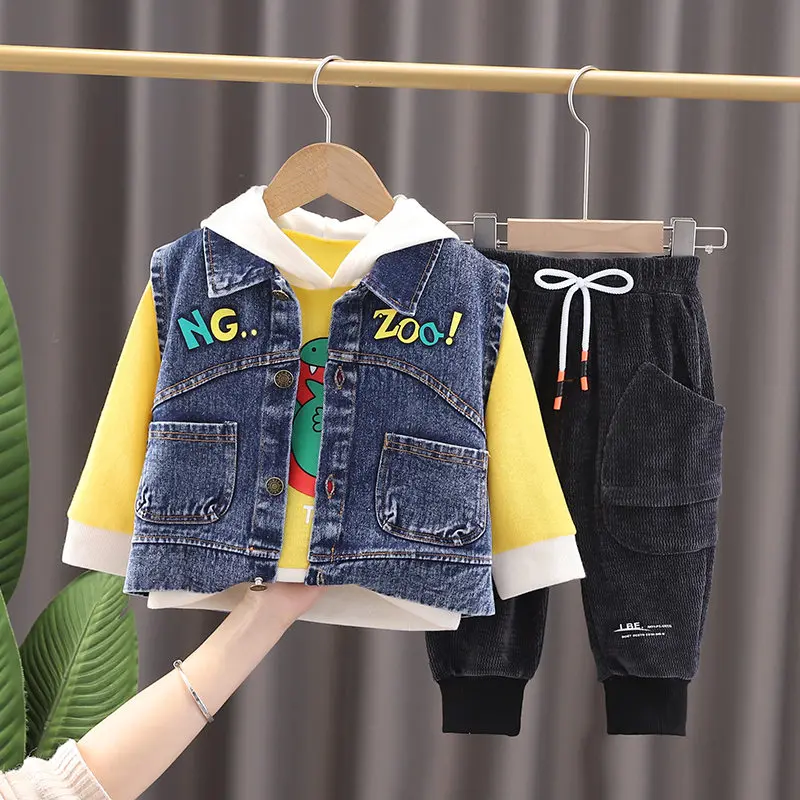 

Spring Trendy Children Clothes Baby Boys Girls Denim Vest Hoodies Pants Spring Kids Clothing Infant Casual Tracksuit 0-5 Years