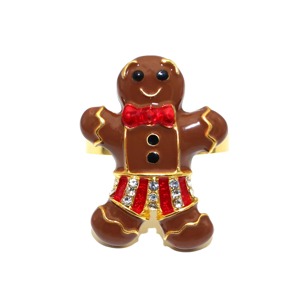 6 шт. кольца для рождественских салфеток с пряничным человечком держатель со