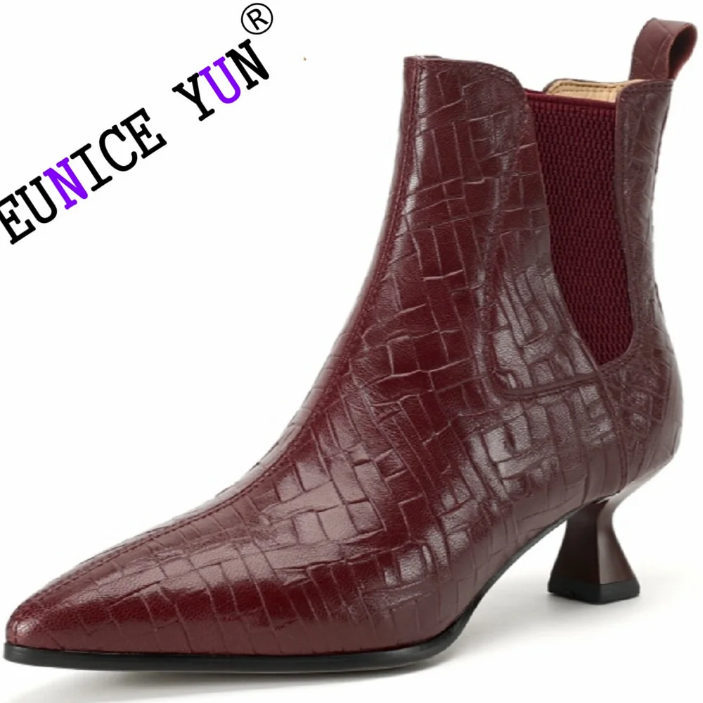 Женские эластичные ботинки все в одном из натуральной кожи с острым носком