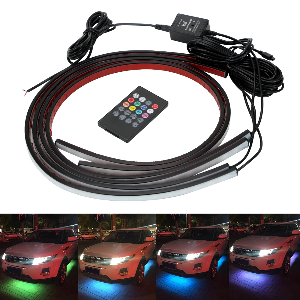 

Music Active Sound Control Car Bottom Atmosphere Lamp Auto LED Strip Neon Light Underbody Decorative Light 4x 8 Colors