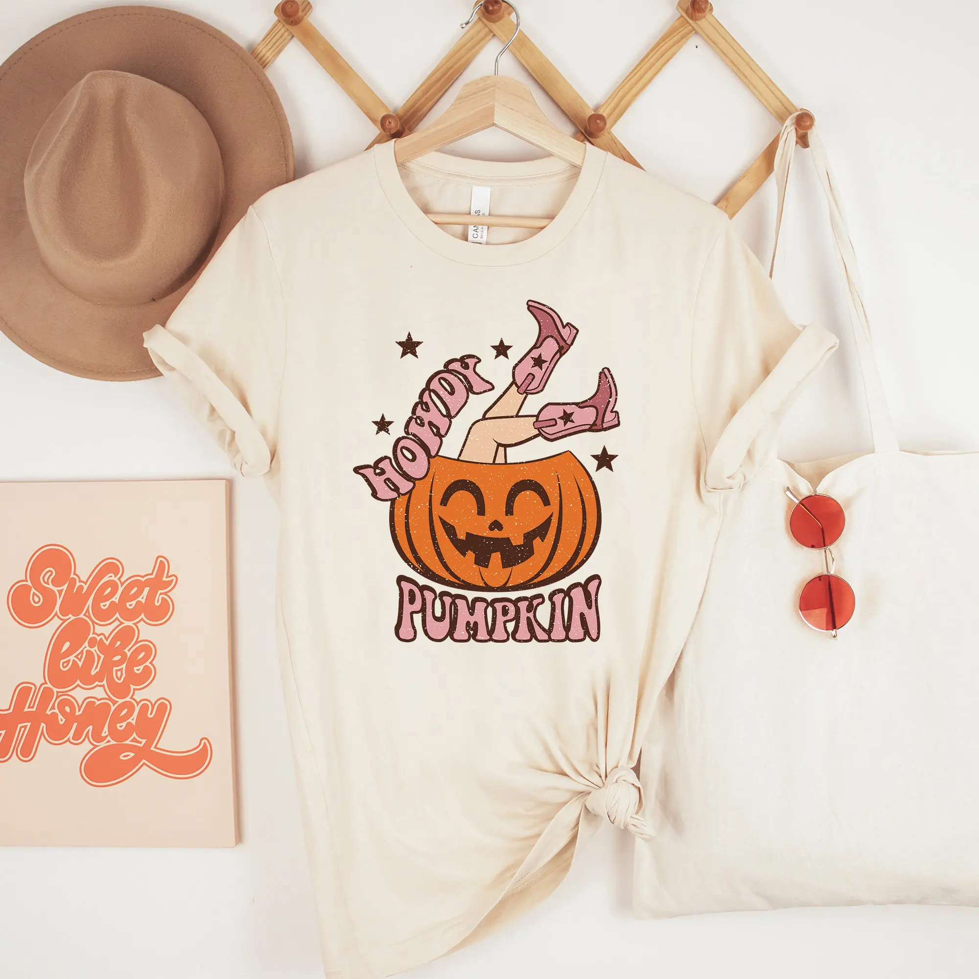Футболка Howdy Pumpkin Western Halloween милая женская винтажная деревенская пастушка на осень