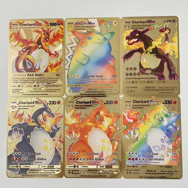 

Карты покемона, металлическая открытка «сделай сам», фотосессия, золотой подарок для детей, рождественский подарок