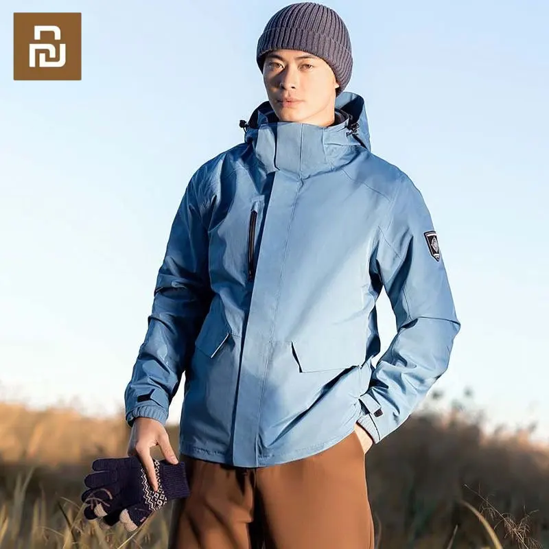 

Мужская спортивная куртка Youpin SKAH 3 в 1, водонепроницаемая ветрозащитная съемная флисовая походная куртка, зимнее теплое пальто с капюшоном для мужчин, пальто