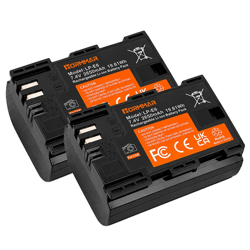 Фото Аккумулятор Hormmar 2650 мАч LP-E6 LP E6 LP-E6N + двойное зарядное устройство с ЖК-дисплеем для камер Canon EOS 5D Mark III IV 6D 70D 80D 7D 60D №1