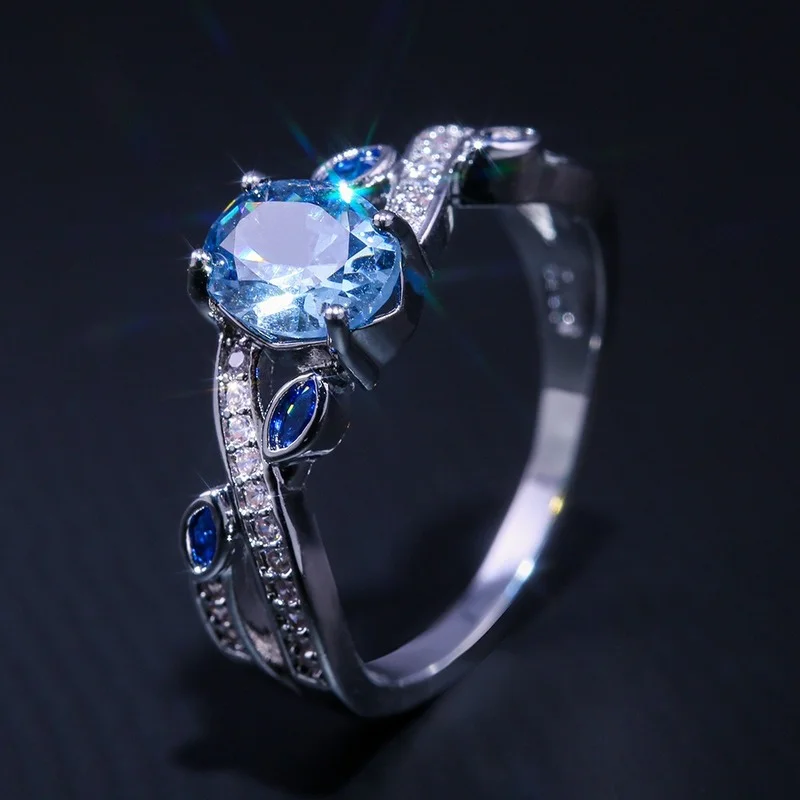 Fashion Royal Blue Zircon women's ring manufacturer jewelry gifts