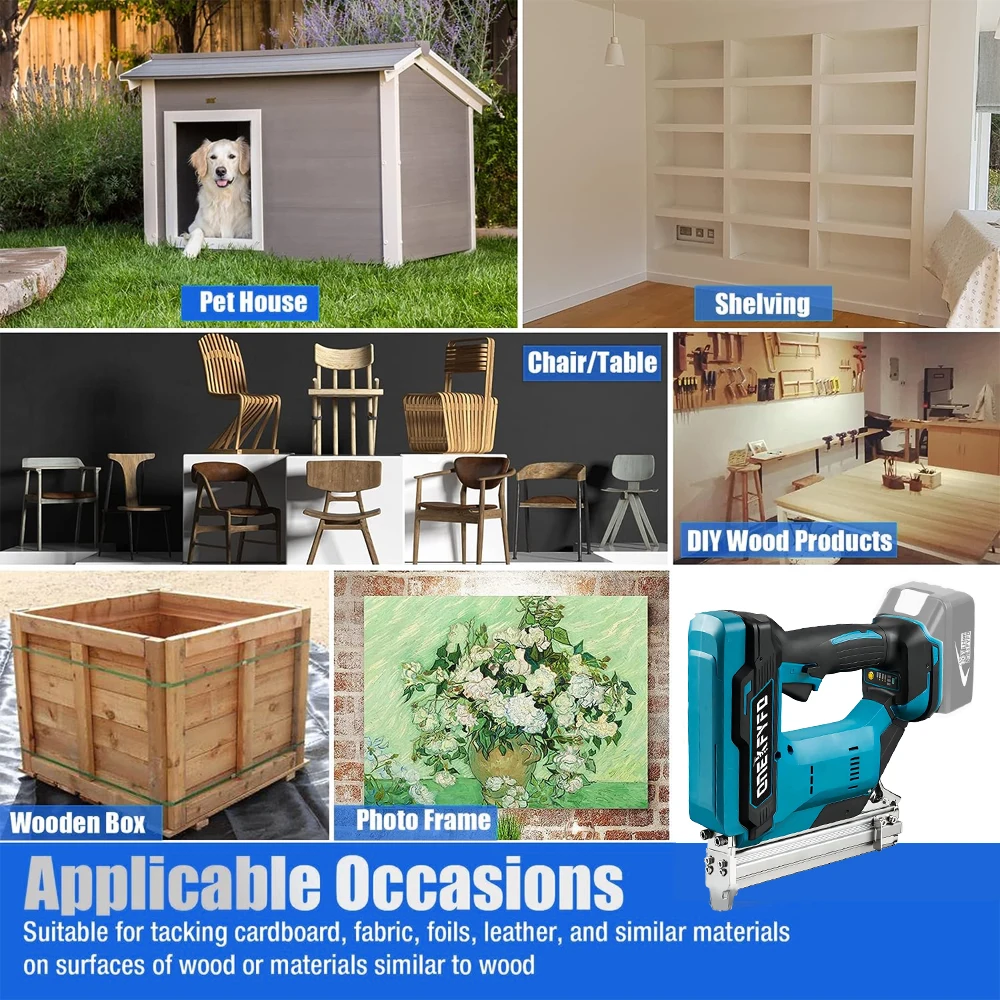 Бесщеточный электрический пистолет для гвоздей 1022J U-степлер Беспроводные