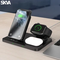 3 in 1 15w fast wireless charger stand dock for iphone airpods apple watch samsung xiaomi desktop stand mobile phone desk holder