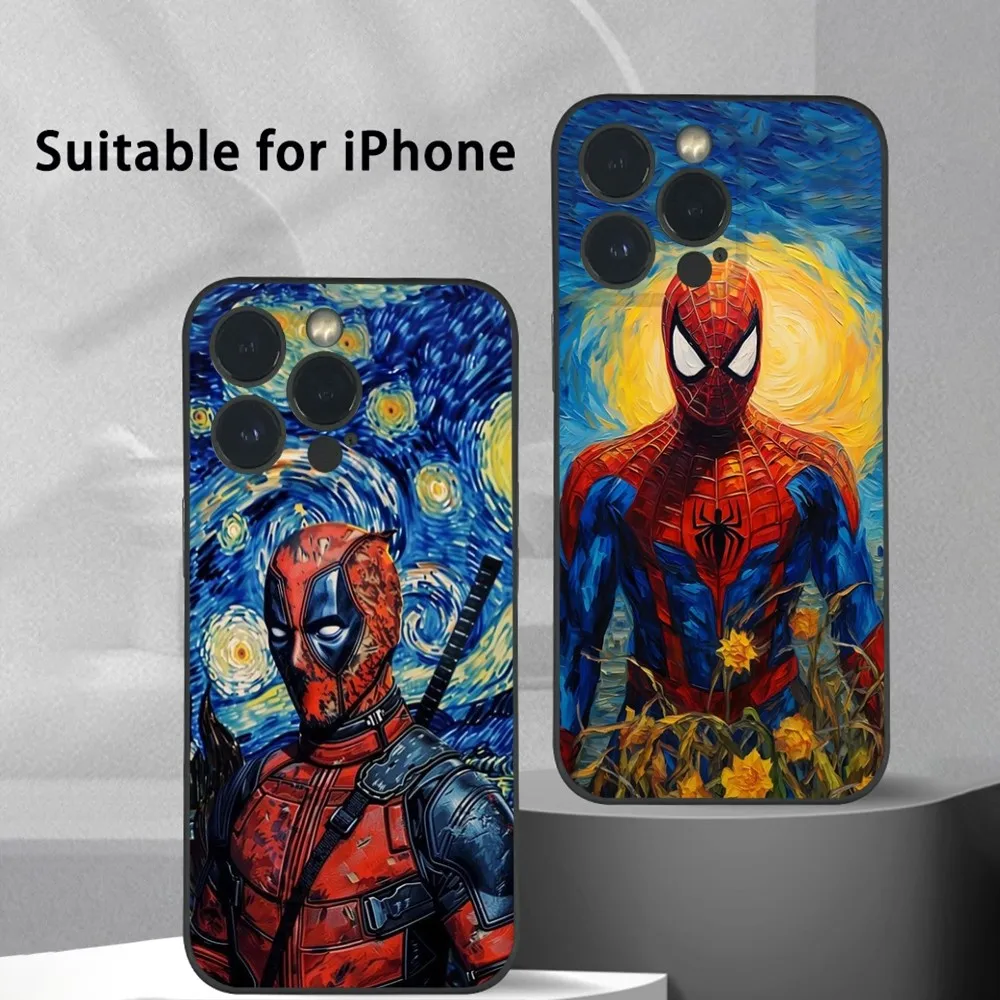 Deadpool Spider-Man VANGO Phone Case For iPhone 16 15 14 13 12 11 Pro Max Plus Mini Frosted Soft Shell Funda