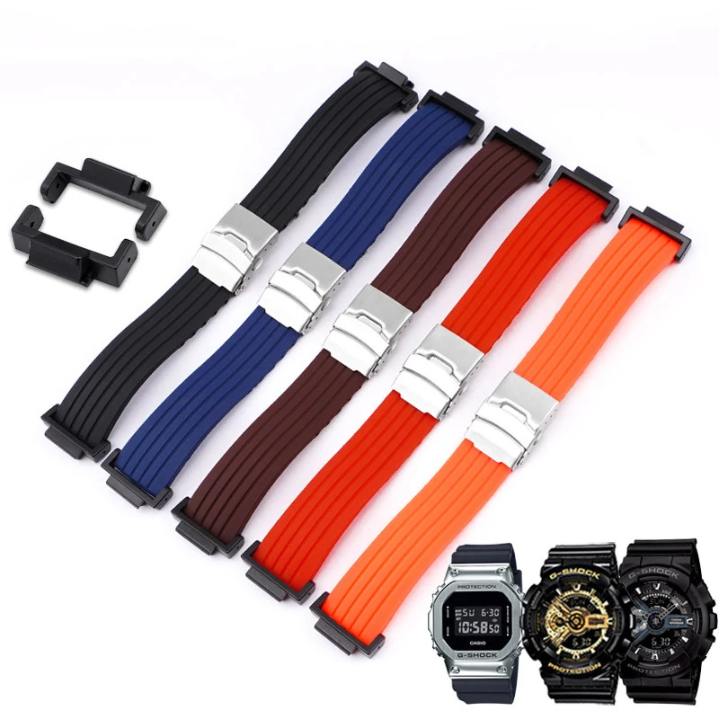 

Solid Color Silicone Watch Strap For Casio GA110/DW5600/GA2100 Anti-fall Anti-scratch Wrist Watchband With Black Adapter Tools