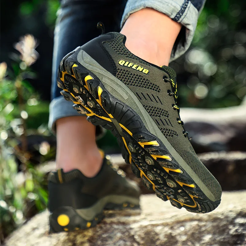 STRONGSHEN Men Outdoor Sports Hiking Shoes Climbing Trekking Footwear Mesh Breathable Casual Sneaker Walking Wear Resisting Boot
