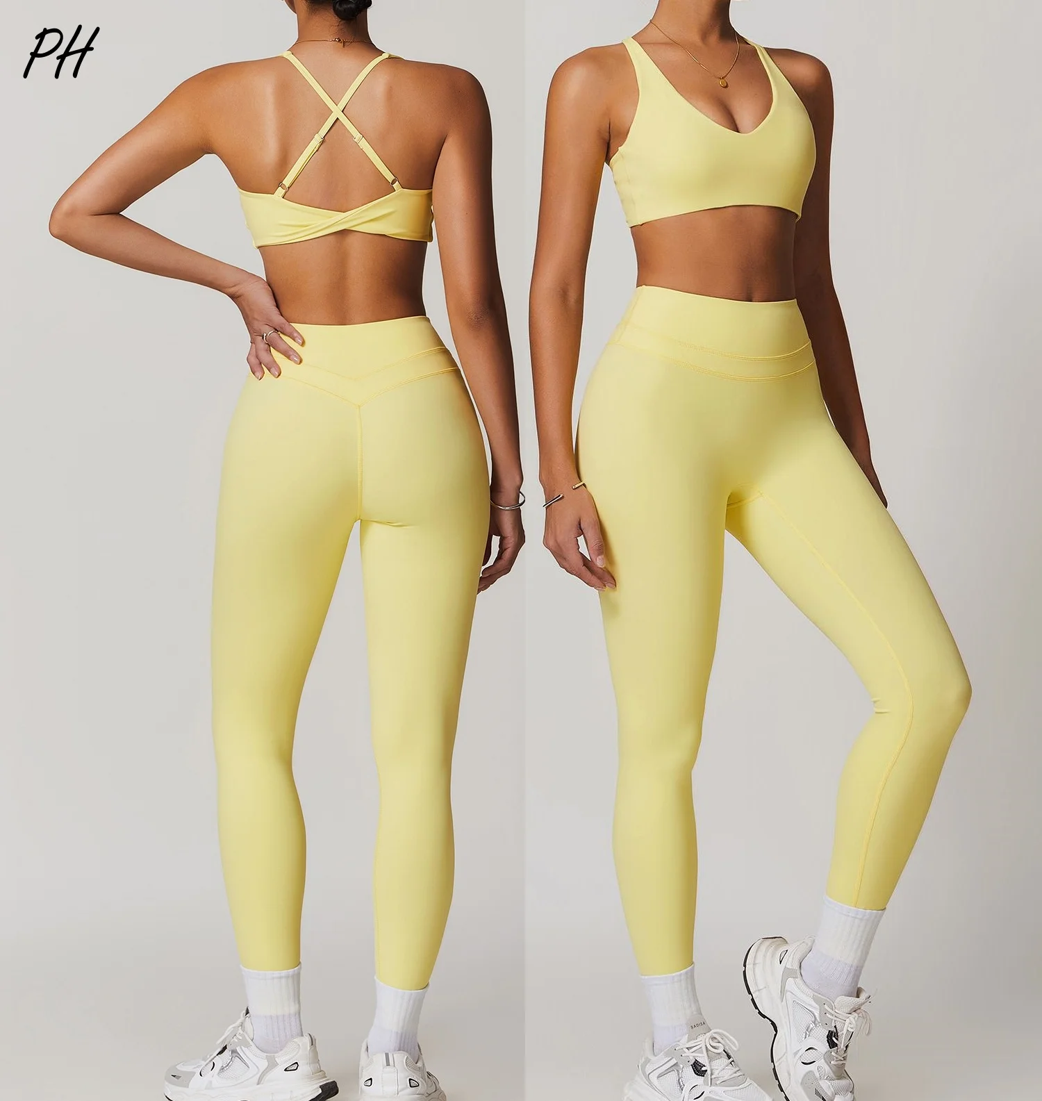 Женская Спортивная одежда для спортзала йоги фитнеса комплект из 2 предметов