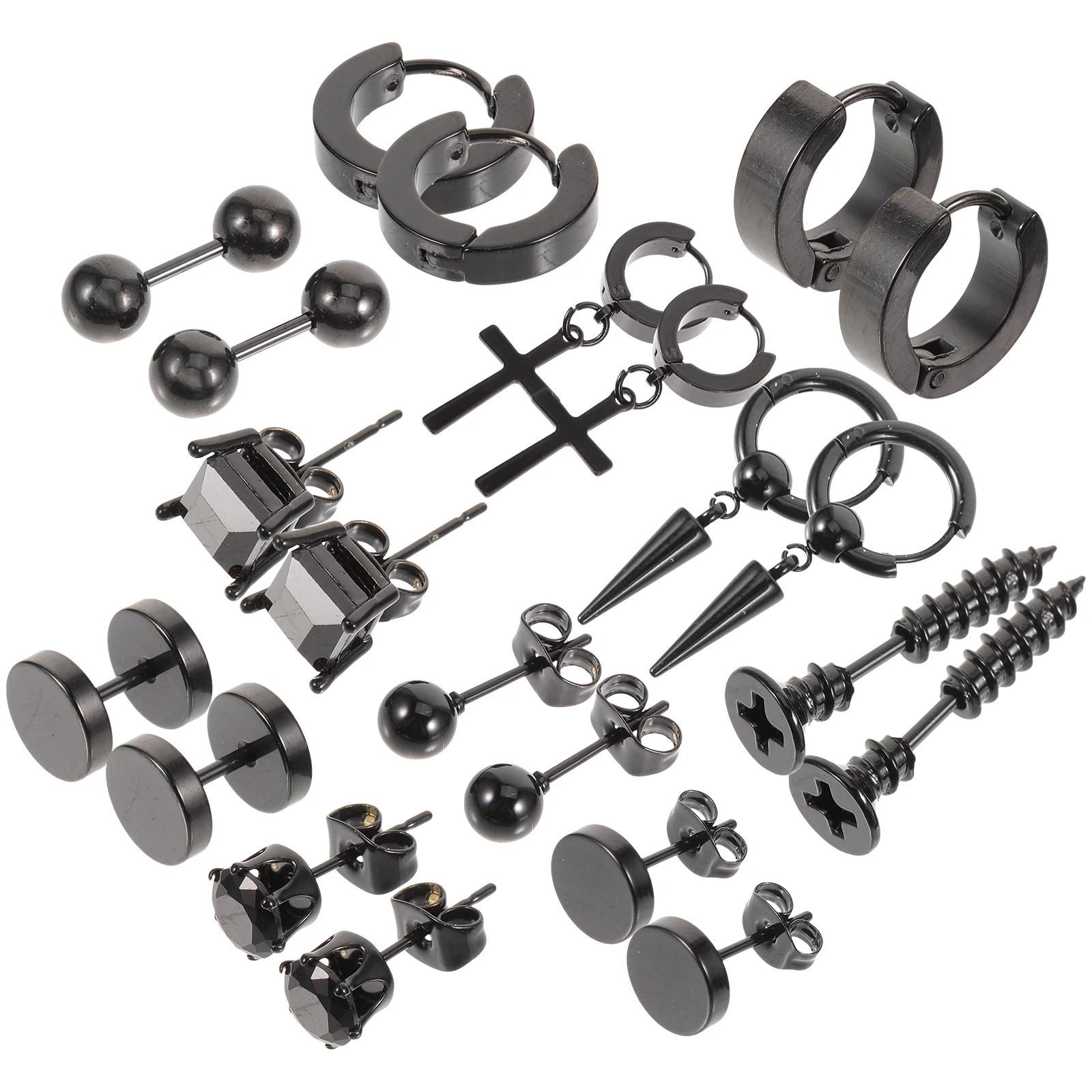 

11 Pairs Stainless Steel Nose Rings Earrings Men Women Body Decoration Studs Zircon Small Hoop Jewelry