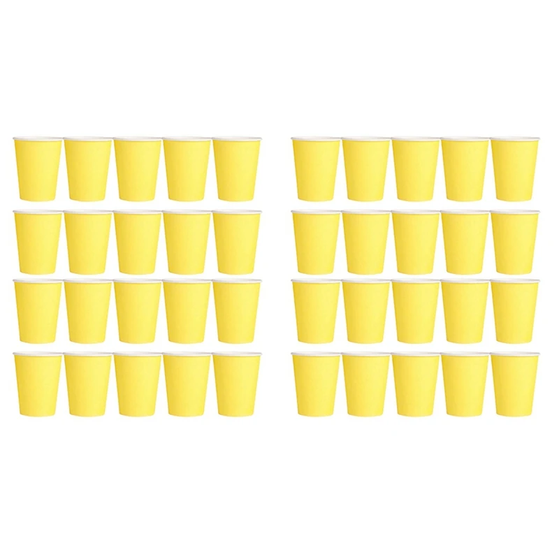 

Best 40 Paper Cups (9Oz) - Plain Solid Colours Birthday Party Tableware Catering(Yellow)