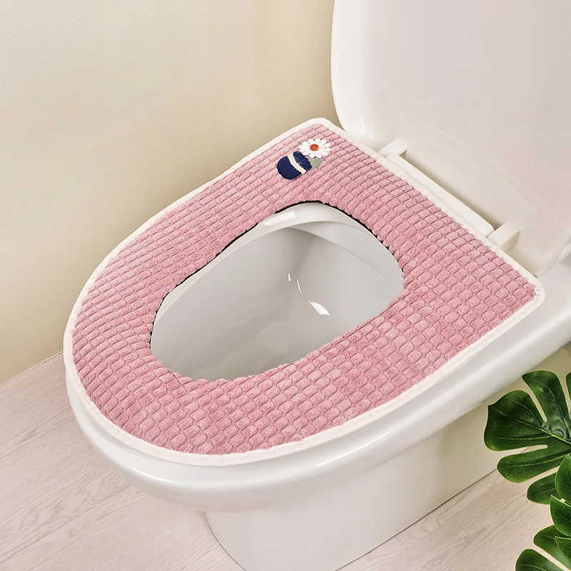 

Утолщенный мягкий теплый чехол для унитаза с цветочным рисунком, чехол для подушки, термоизоляция для ванной комнаты, крышка для унитаза, ли...