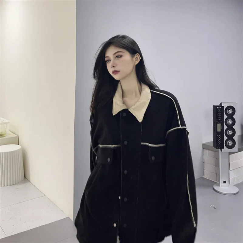 

Deeptown Oversized Winter Jacket Women Harajuku Fashion Korean Streetwear Loose Black Trend Jackets Female Steampunk Gothic Coat