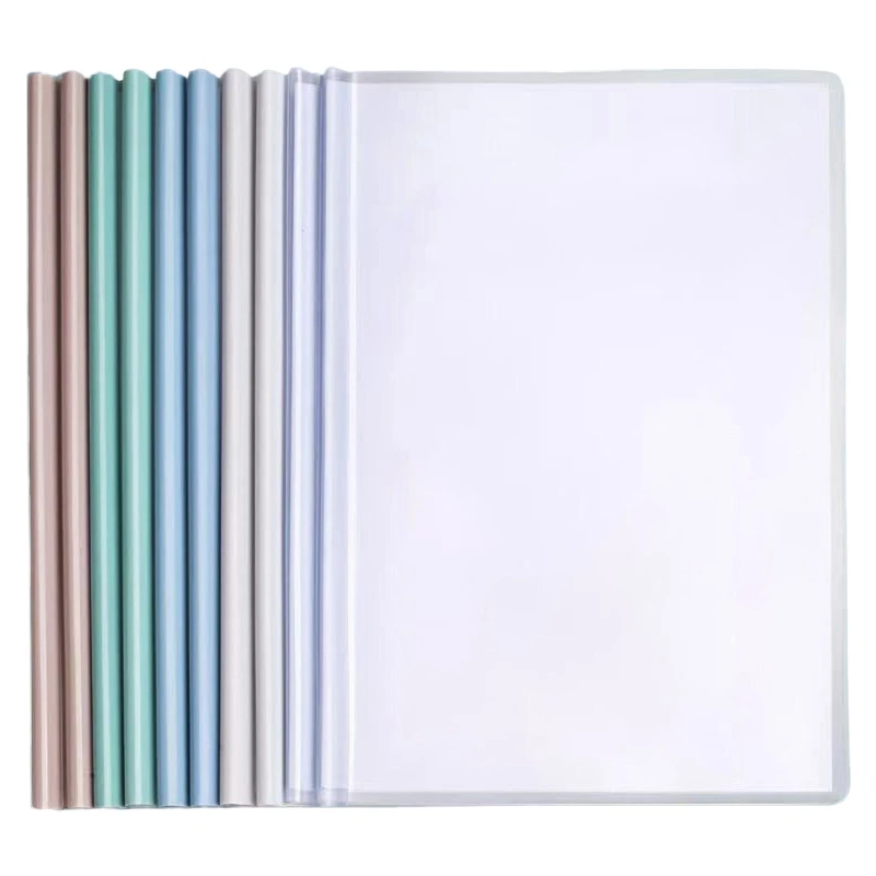 

10Pcs/Pack File Folder Bags with Colorful Paper Clamps Transparent Folder Portable for Kid Student Adult Office Dropship
