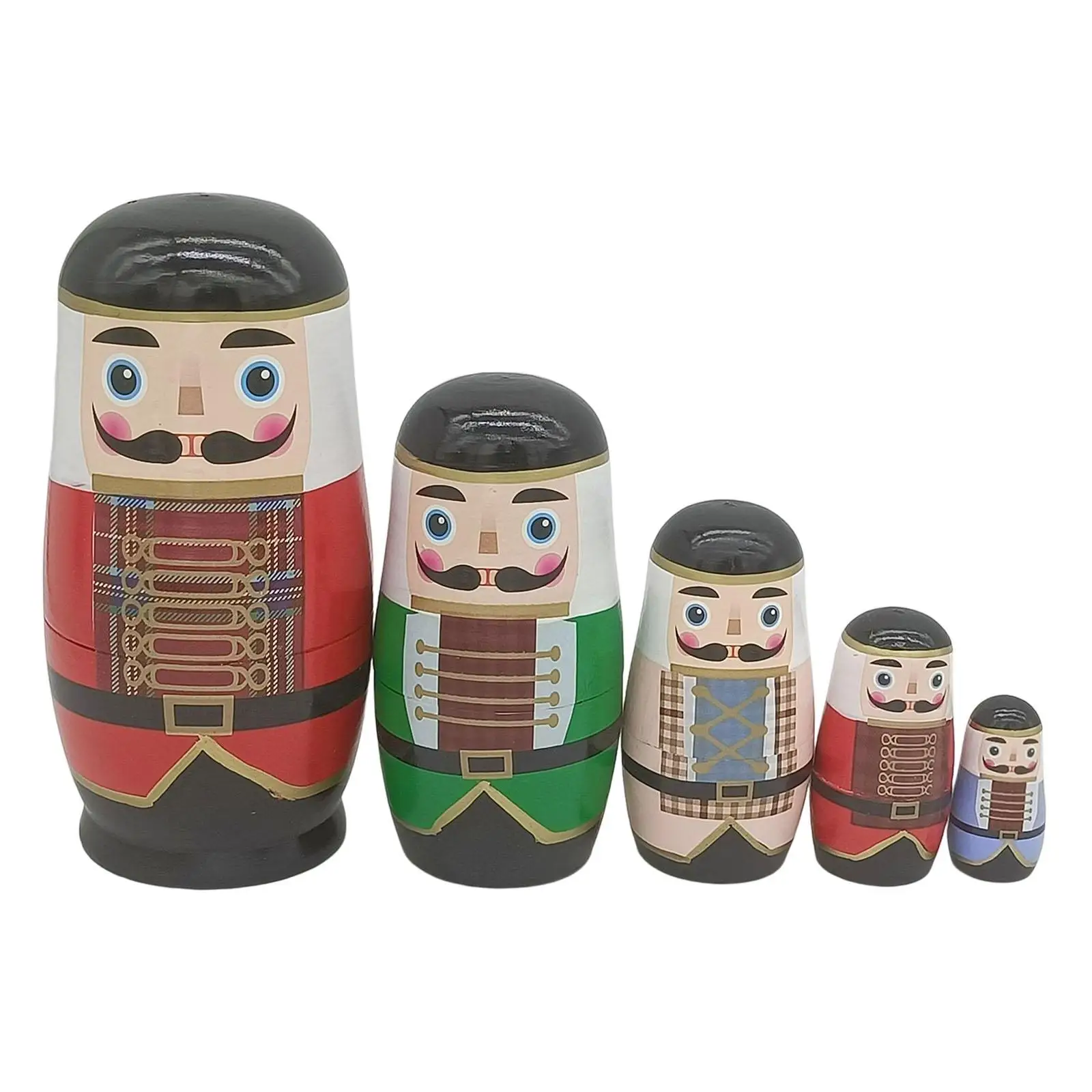 

5x Cute Matryoshka Traditional Wood Stacking Nested Set Russian Nesting Dolls for Decors Halloween Collectible Wishing Gift Home