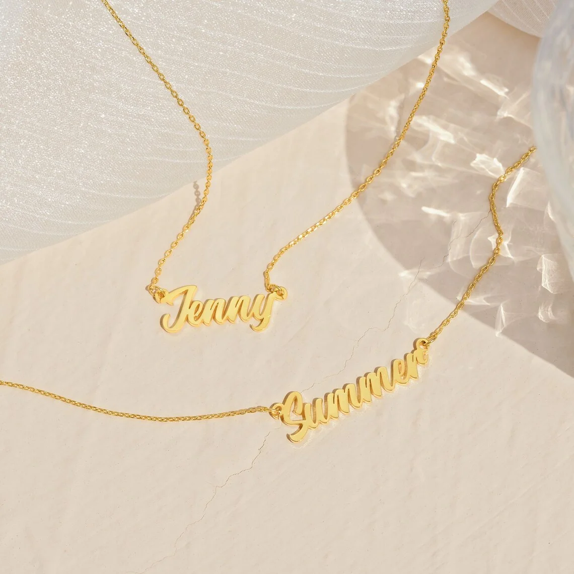Stainless Steel Name Necklace Customized Fashion Personalized Letter Gold Color Choker Necklace Pendant Nameplate Gift