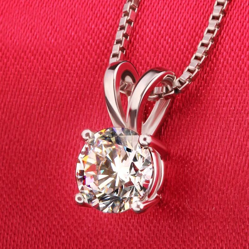 

Natural Solitaire 2ct CZ Zircon Pendant For Diy Jewelry Making Necklace Accessories Women Original Silver Color Jewelry
