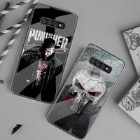 cool punisher skull phone case tempered glass for samsung s20 plus s7 s8 s9 s10 plus note 8 9 10 plus