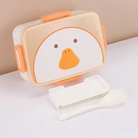 600ml cartoon lunch box bento box portable food container with spoon for kids child student outdoor picnic cute food storage box