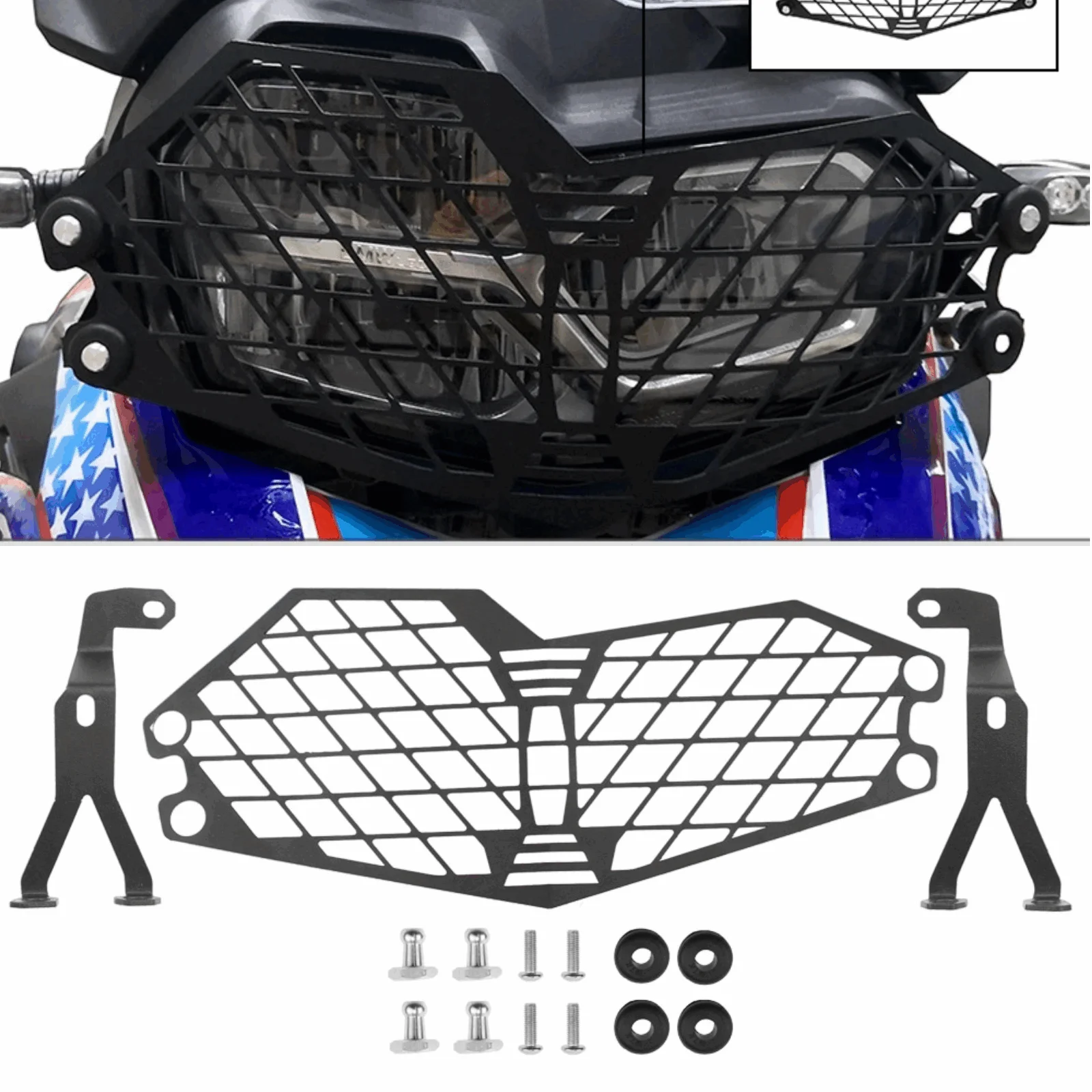 Headlight Grille Guard Cover Protector Black For BMW F850GS F750GS ADV 2018 2019 2020