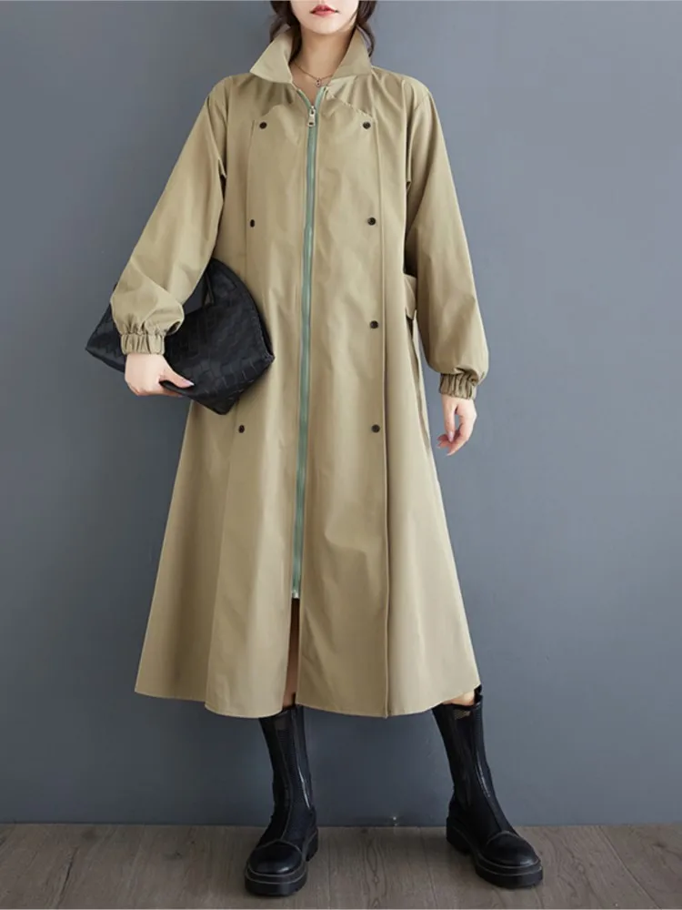 Женская Длинная свободная рубашка-трапеция Повседневная плиссированная куртка