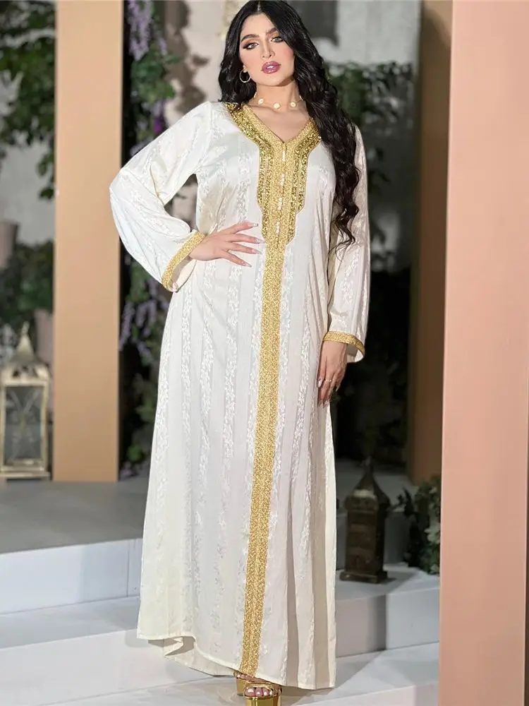 White Abaya Dubai Turkey Islam Arabic Muslim Dress Kaftans Evening Dresses For Women Caftan Robe Longue Femme Musulmane Vestido