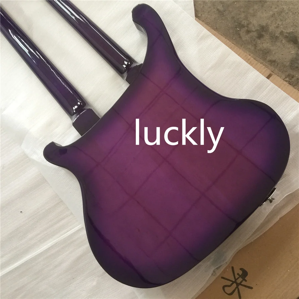 Электрическая бас-гитара Ricken, фиолетовая/двухшейная, 12 струн, 4 струны
