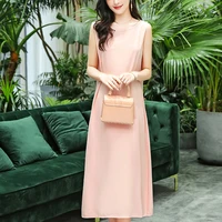 new fashion summer elegant dresses for women 2022 o neck sleeveless loose beach party casual dress plus size