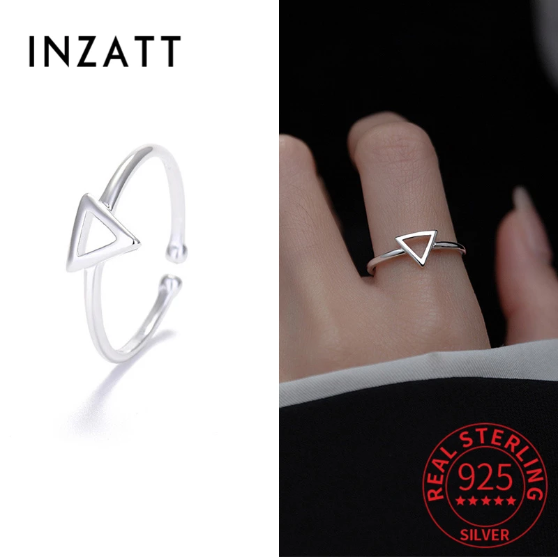 

INZATT Real 925 Sterling Silver Hollow Triangle Opening Ring For Fashion Women Classic Fine Jewelry Minimalist Accessories